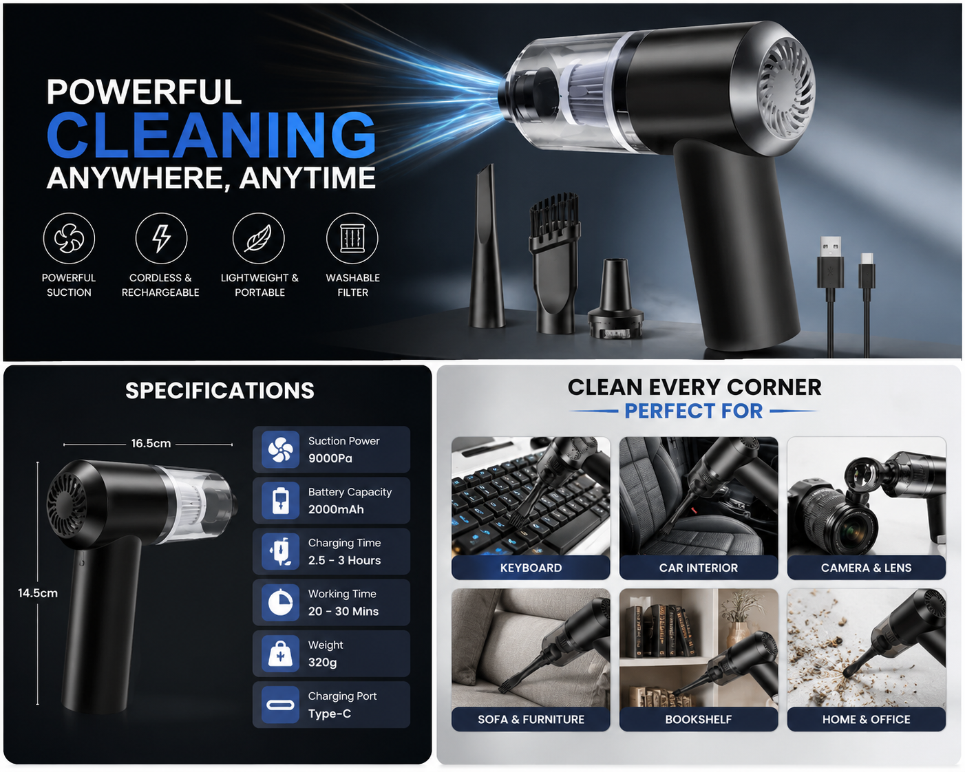 AeroClean Mini 2 in 1 Vacuum Cleaner